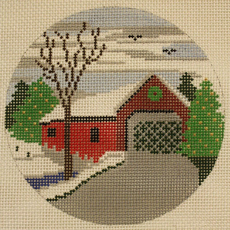 Covered Bridge Round Ornament