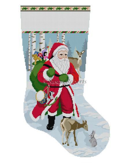 Santa with Deer Stocking