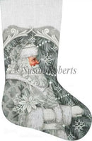 Silver Santa Christmas Stocking