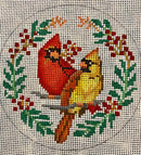 Two Cardinals & Laurel Ornament